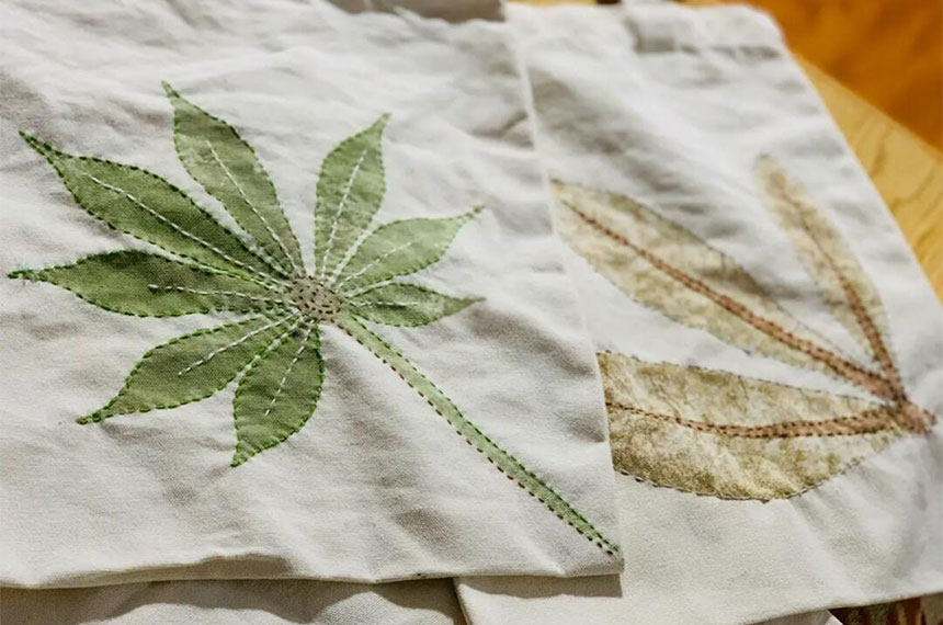 植物拓染刺绣帆布包DIY