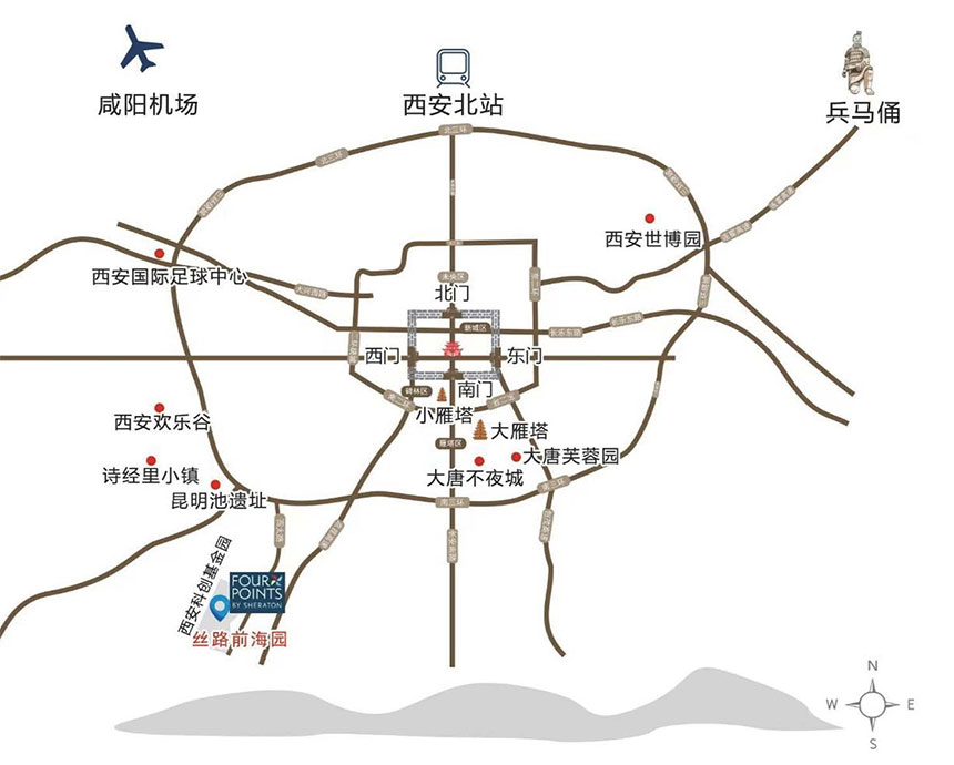 西安高新区福朋喜来登酒店位置
