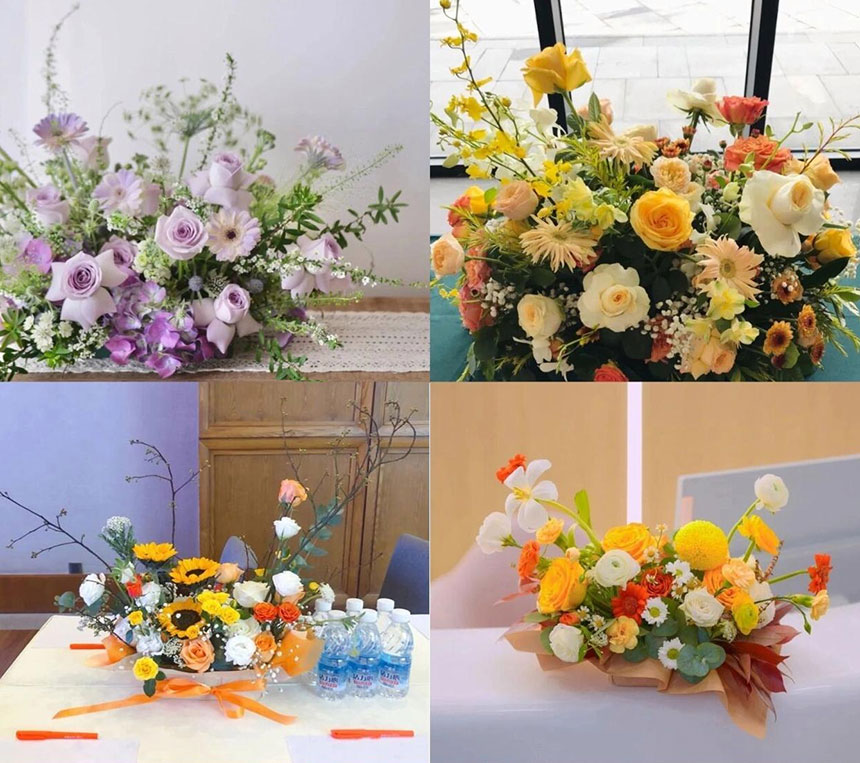 鲜花餐桌与茶歇区布置